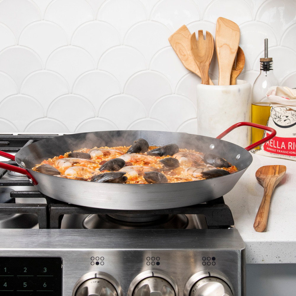 Paella Pan with Red HandlesPaella Pan with Red Handles - Image 3